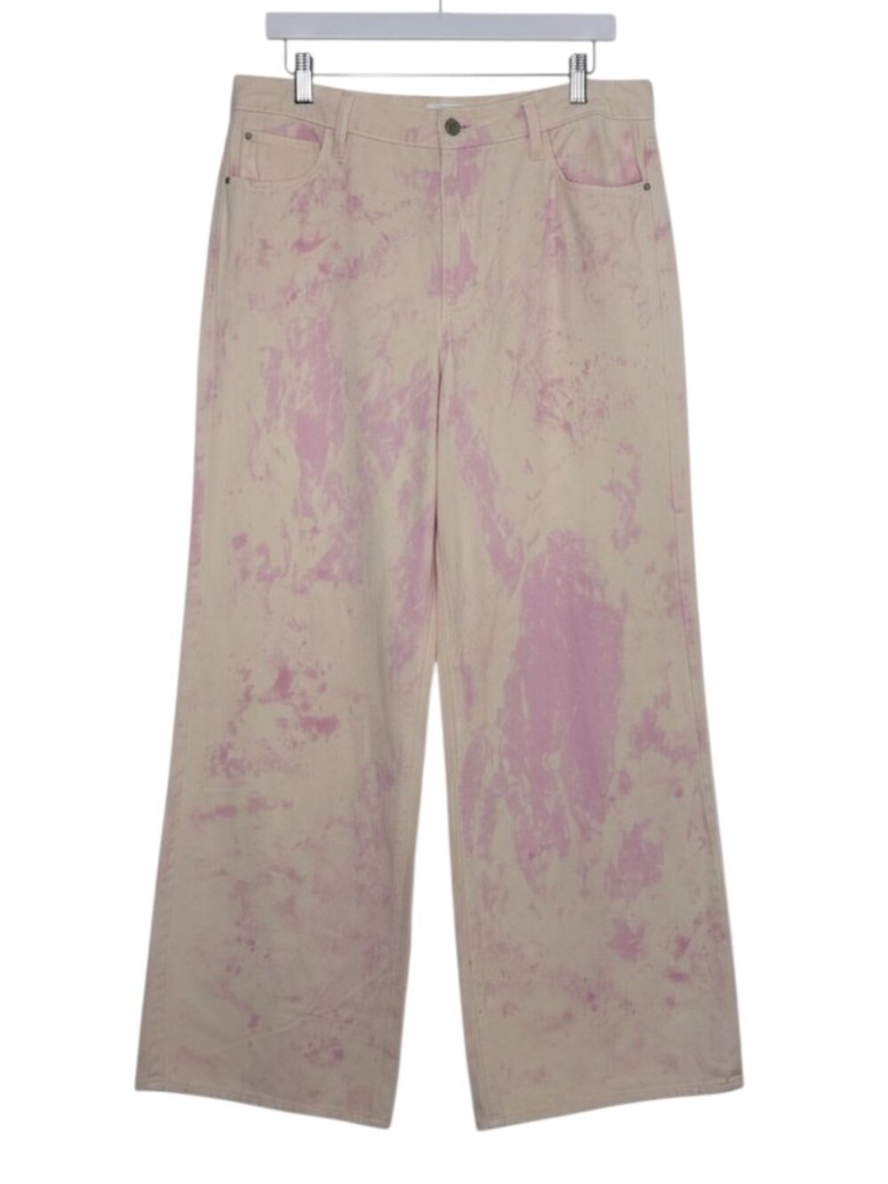 Guess Wide Leg Tie Dye Jeans Denim Pant Relaxed Fit Medium Rise Pink 31 x 32 NWT